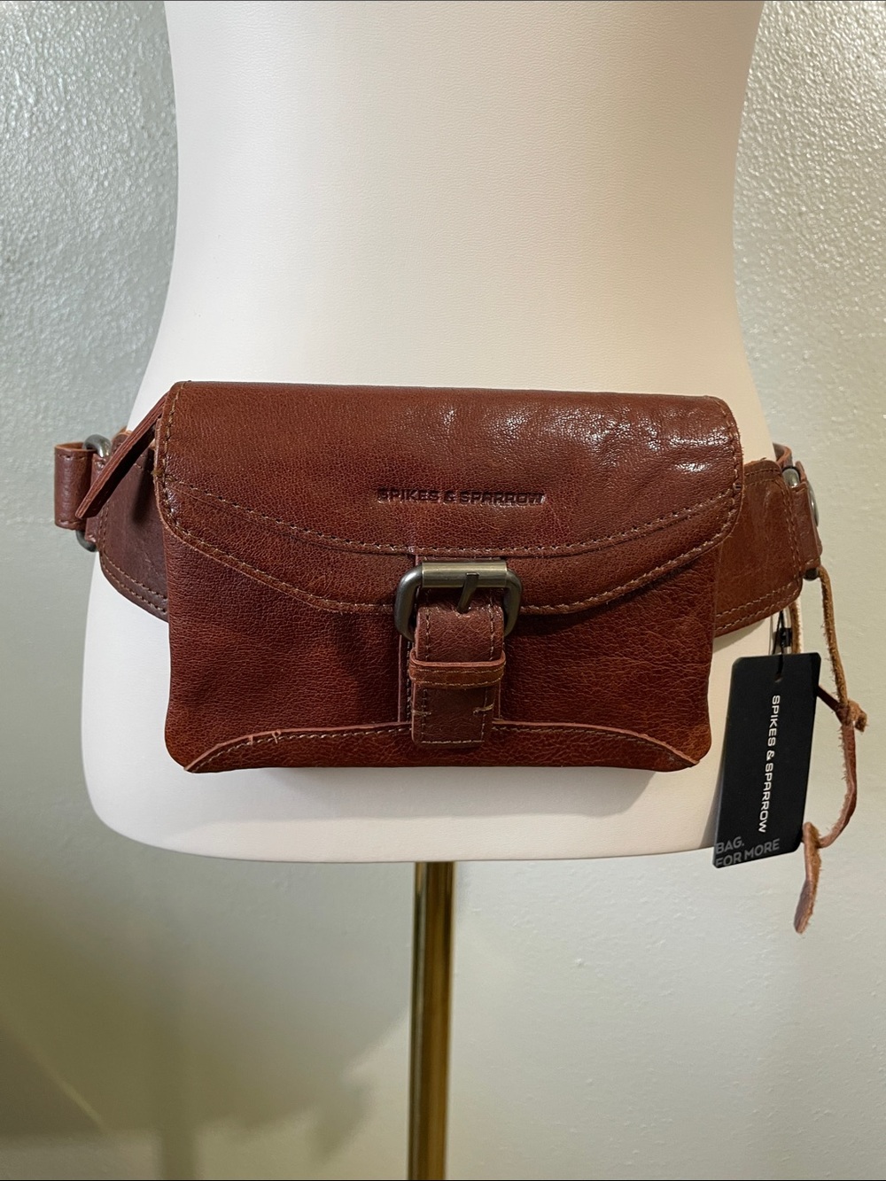 Spikes & Sparrow NWT Chestnut Leather Belt Bag Wallet Fanny Pack Adjustable Belt